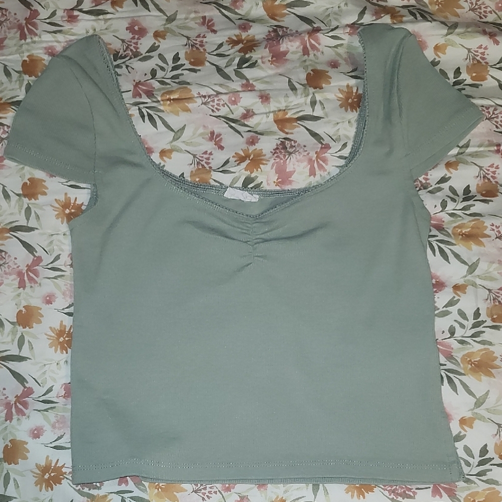 Cotton On Green Cap Sleeve Crop Blouse